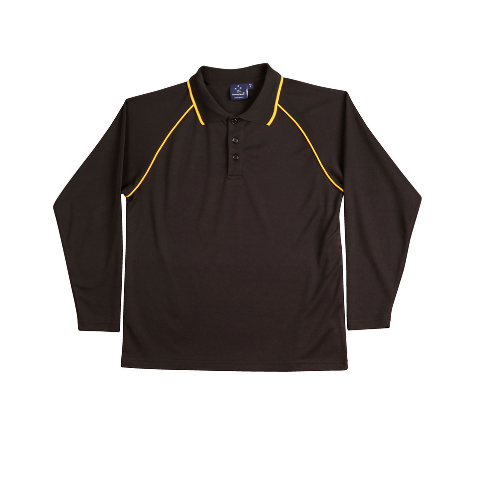 Black+Gold | Mens CoolDry Long Sleeve Polo Shirts