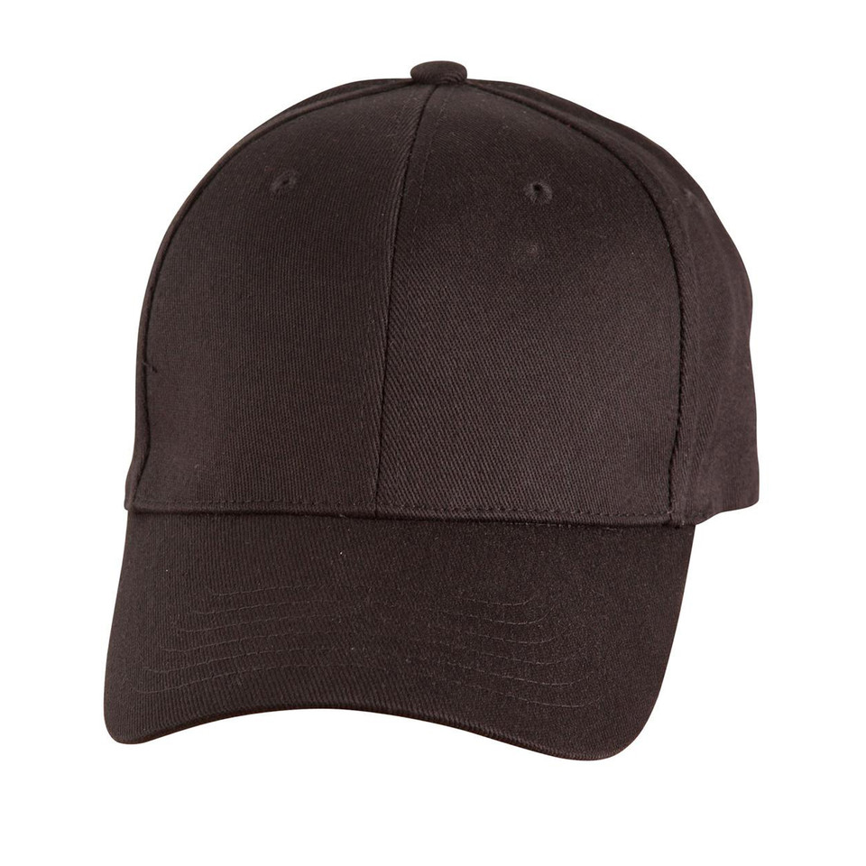 Dark brown heavy brushed cotton baseball cap with structured crown and curved peak