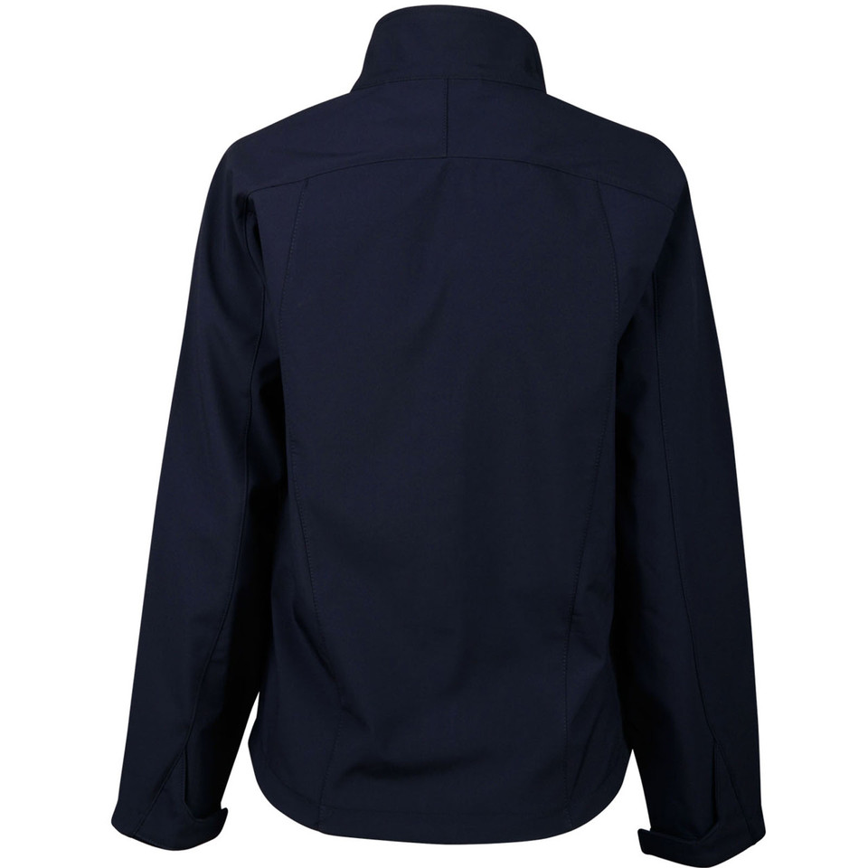 Navy REWIND Ladies Lightweight Softshell Fleece Sports Jacket, a breathable and water-resistant women's zip-up jacket featuring a soft fleece lining and modern tailored fit for outdoor activities.