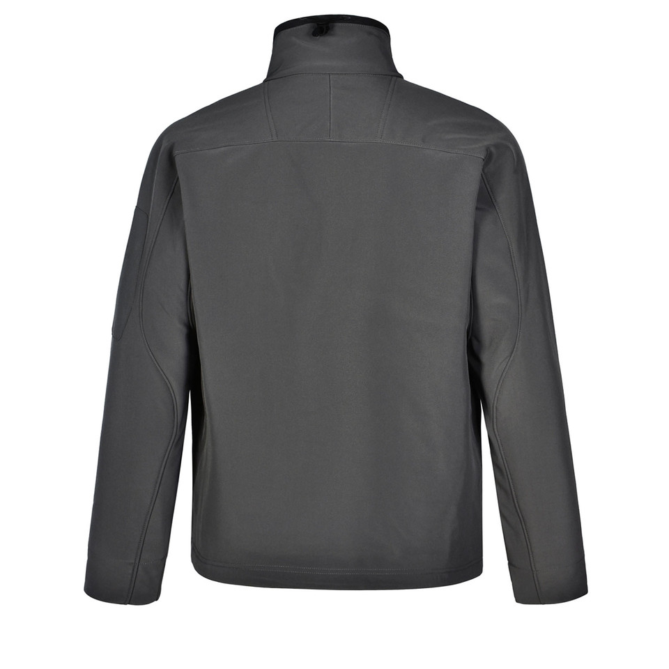 Charcoal TRUTH Men's Stretchy Softshell High-Tech Jacket, a windproof and water-resistant performance jacket with 4-way stretch fabric and a soft fleece interior for outdoor training.