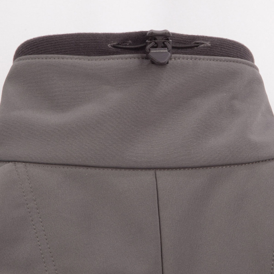 Charcoal grey softshell jacket with zip detail and contrast stitching panels