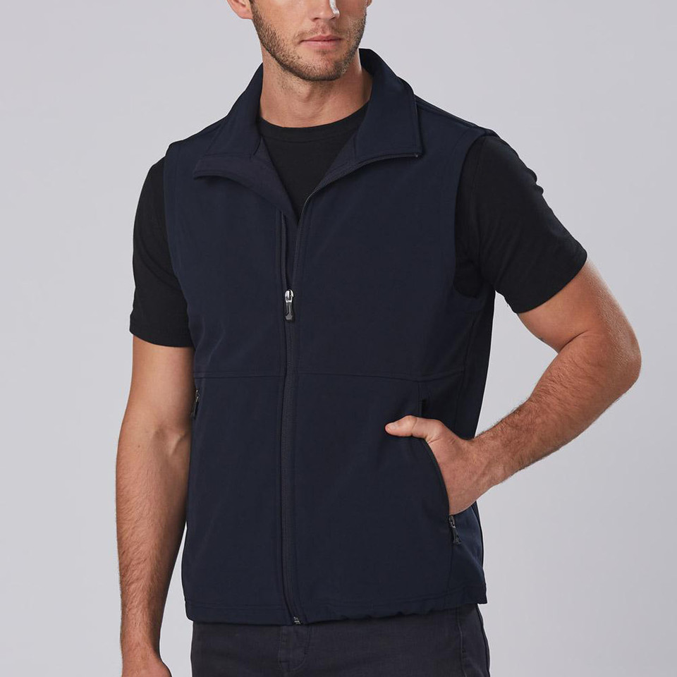 KINGDOM Men's Stretchy Softshell Hi-Tech Vest, a windproof and water-resistant sleeveless gilet featuring flexible performance fabric and a soft fleece lining for warmth without bulk.