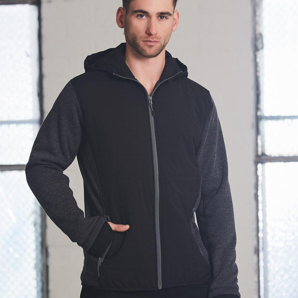 Mens Quilted Heather Bonded Coral Fleece Jacket