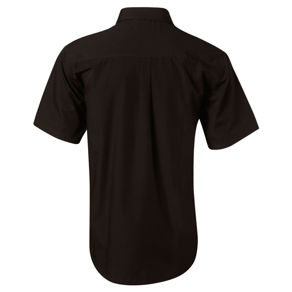 Black Dubai Men's Poplin Short Sleeve Business Shirt, a crisp, professional top ideal for corporate uniforms, office wear, or events.