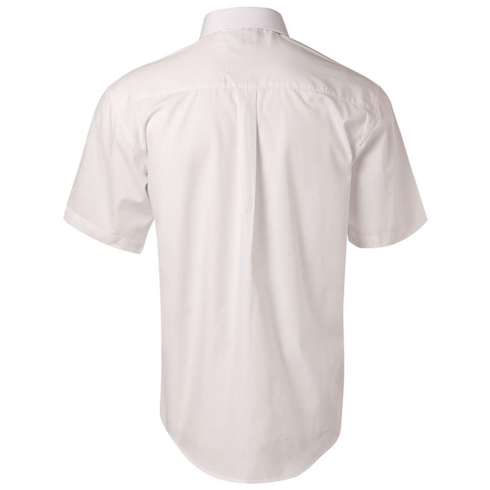 White Dubai Men's Poplin Short Sleeve Business Shirt, a crisp, professional top ideal for corporate uniforms, office wear, or events.