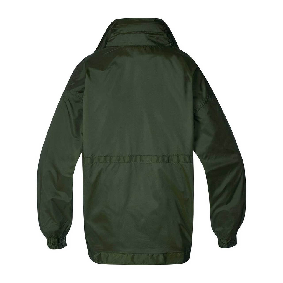 Forest green weatherproof flying jacket with fleece lining, high collar and elasticated cuffs