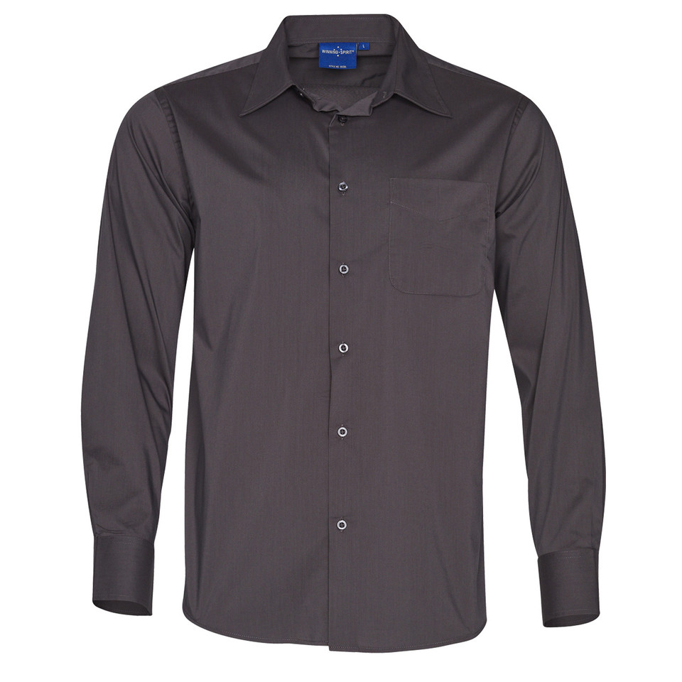 Charcoal Grey | Mens Wrinkle Resistance Long Sleeve Teflon Shirt 