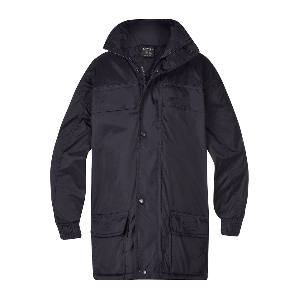 Navy Shackleton Kids Fleece Lined Waterproof Jacket, a warm, durable, and weather-resistant coat with a cozy fleece interior, ideal for children's school wear or outdoor play.