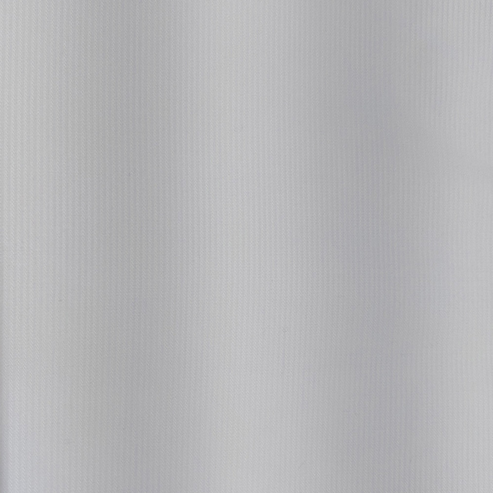 Close-up of silver grey dobby self-stripe woven fabric texture on a ladies short sleeve shirt