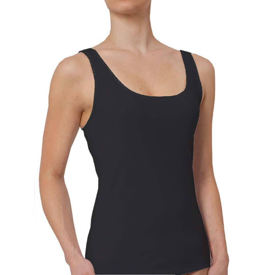 Ladies Plain Soft Seam Free Australian Cotton Tank | Black Ladies Plain Soft Seam Free Australian Cotton Tank | Black