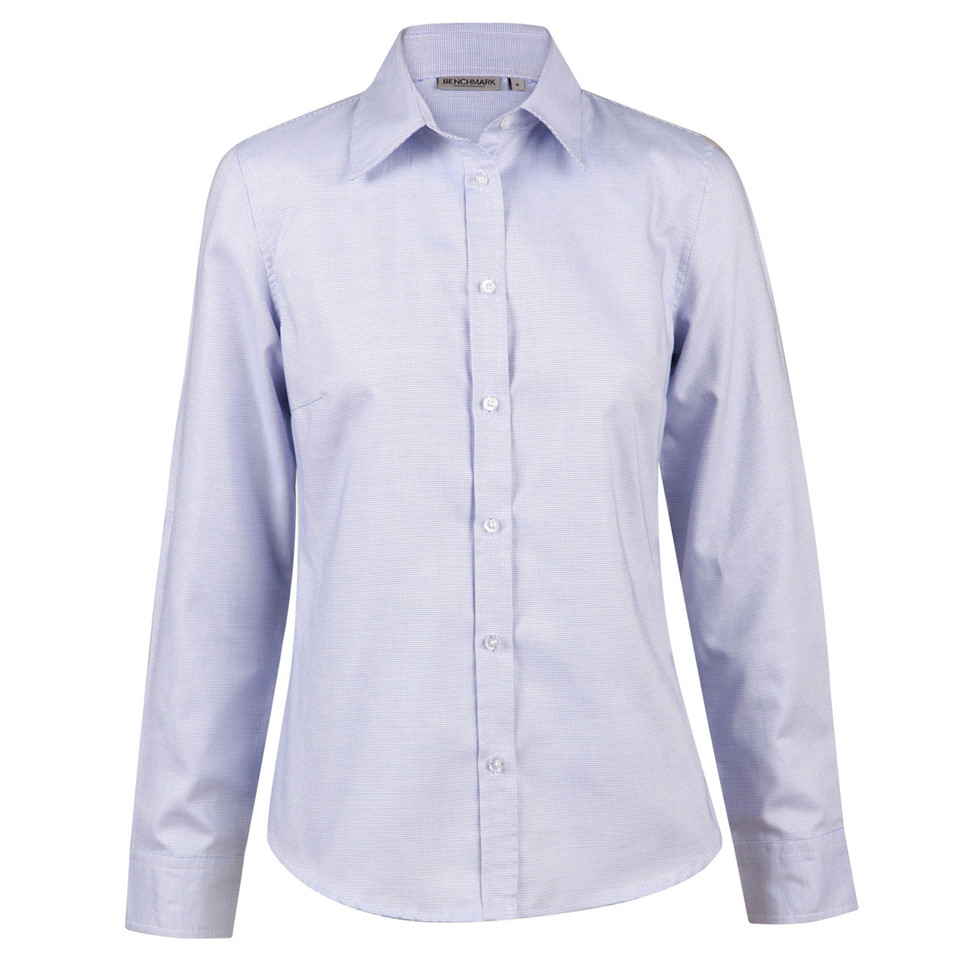 Buy Womens Blue Dot Contrast Long Sleeve Shirt | Corporate Wear Online Buy Womens Blue Dot Contrast Long Sleeve Shirt | Corporate Wear Online