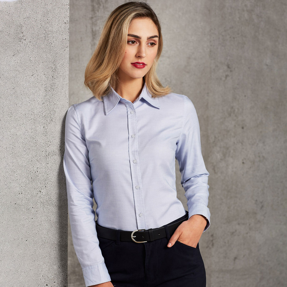 Shop Ladies Blue Dot Cotton Long Sleeve Shirt | Corporate Wear Online Shop Ladies Blue Dot Cotton Long Sleeve Shirt | Corporate Wear Online