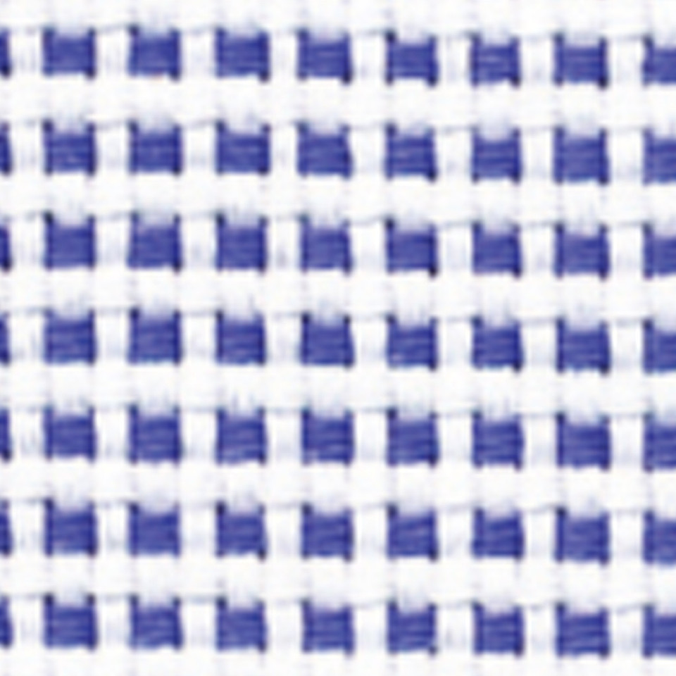 Ladies long sleeve shirt in white with royal blue polka dot pattern
