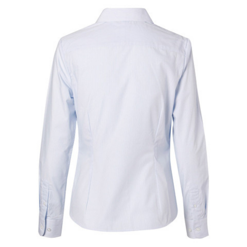 JAMES Ladies Fine Stripe Shirt Long Sleeve Pale Blue WS-M8212 Blank Clothing