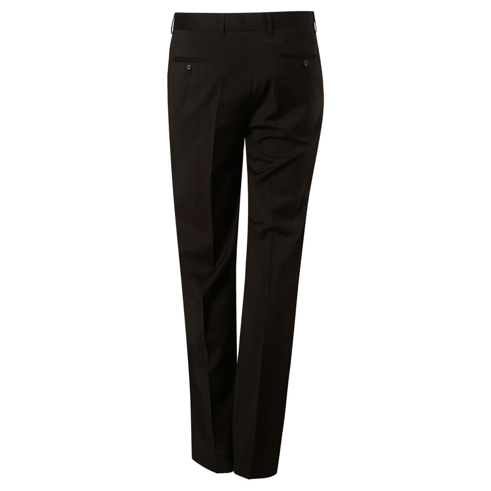 Black stretch pants with flexi waistband and rear welt pockets with button detail
