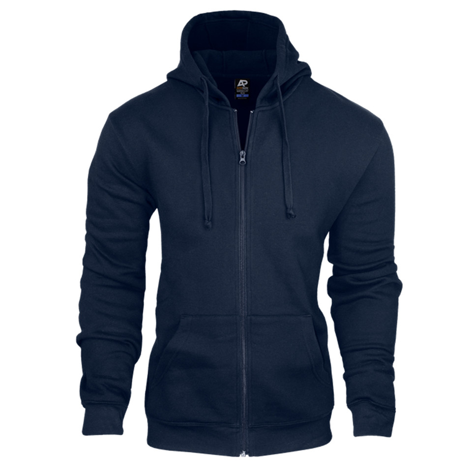 Navy Blue  | Bulk Buy Plain Mens Fleecy Hoodie Jacket 