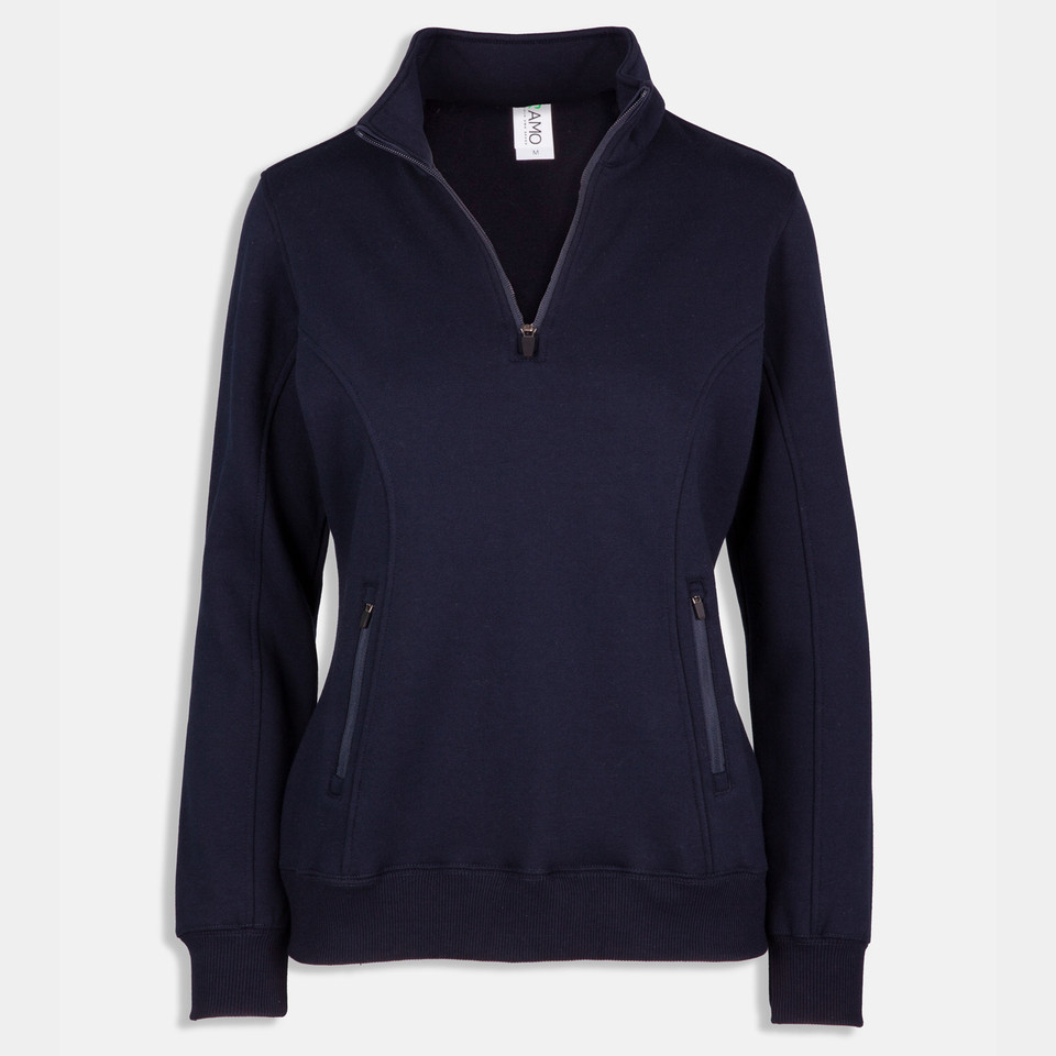 Plain Navy| Bulk Buy Womens Half Zip Fleecy Pullover Sweater Plain Navy| Bulk Buy Womens Half Zip Fleecy Pullover Sweater