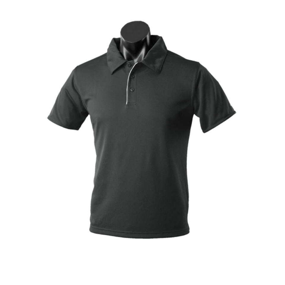 Black+White Yara Men's Contrast Piping Driwear Polo Shirt, a quick-dry, moisture-wicking performance top ideal for golf, team uniforms, or corporate wear.