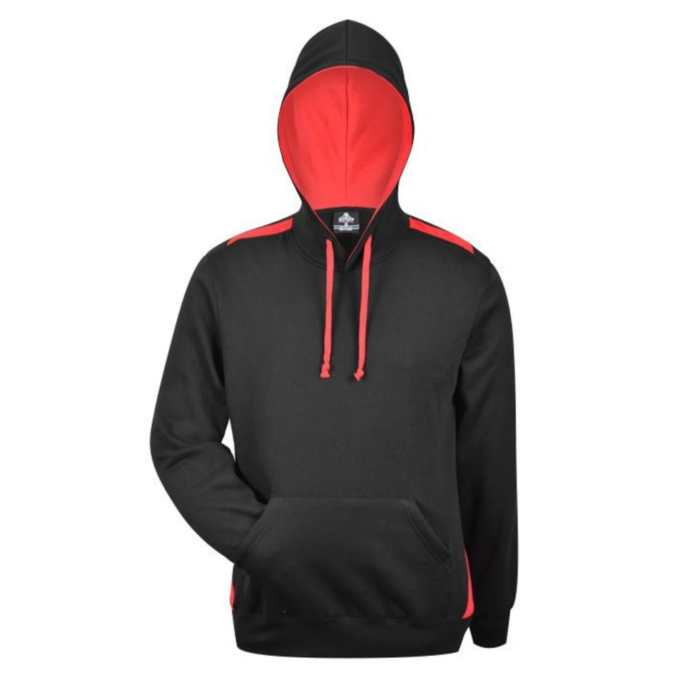Black+Red| Bulk Buy Plain Mens Contrast Fleecy Hoodie