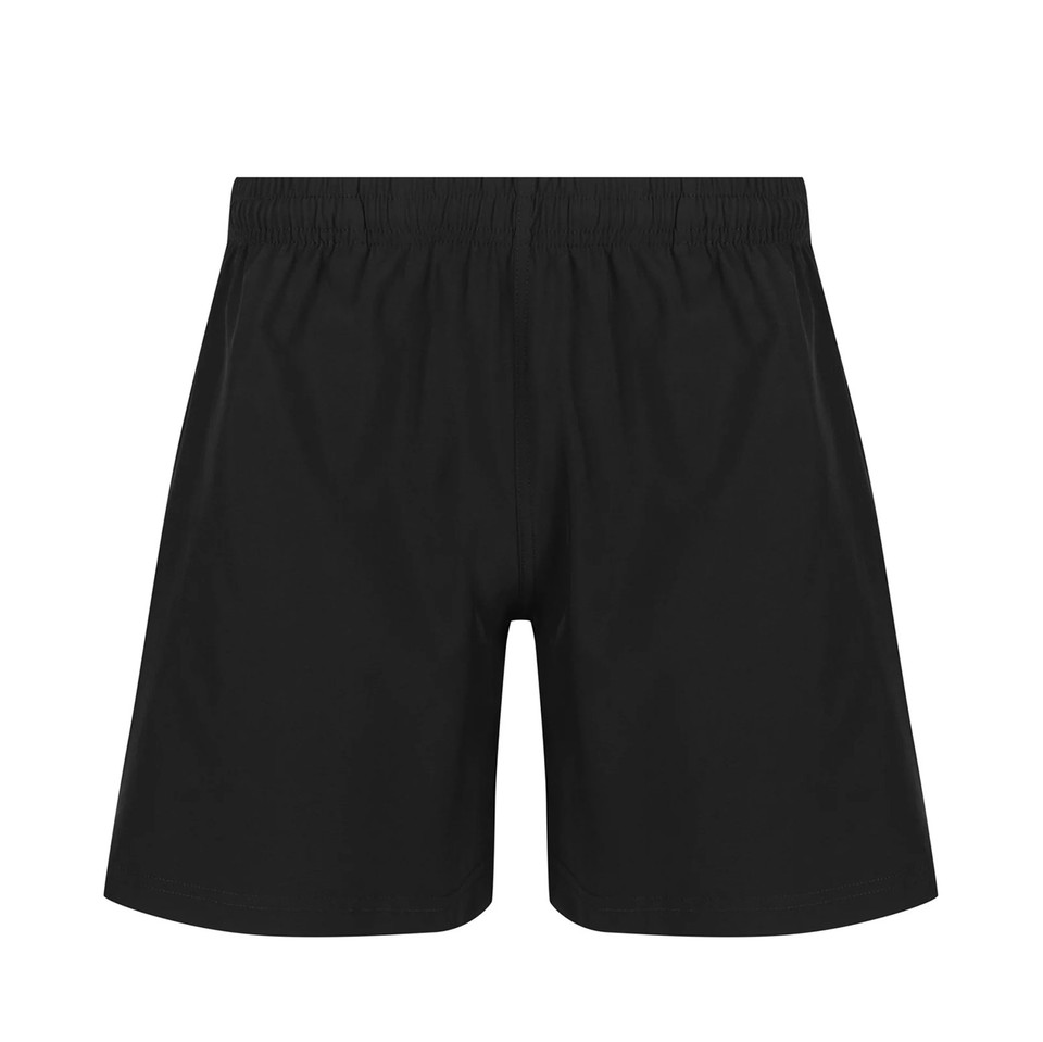 Black kids' school shorts with elasticated waistband and side zip detail