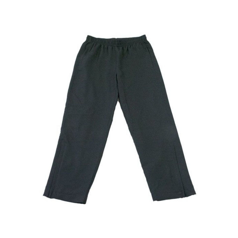 Charcoal grey ripstop track pants with elasticated waist and straight leg design