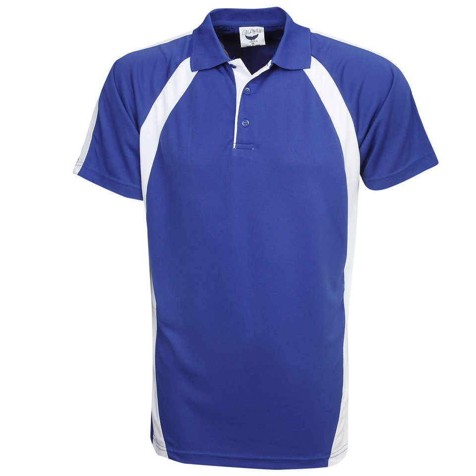Royal+White George Men's Coolfast Contrast Mini Waffle Polo Shirt, a breathable, quick-dry athletic top with a textured knit and contrast collar, ideal for sports or corporate uniforms.