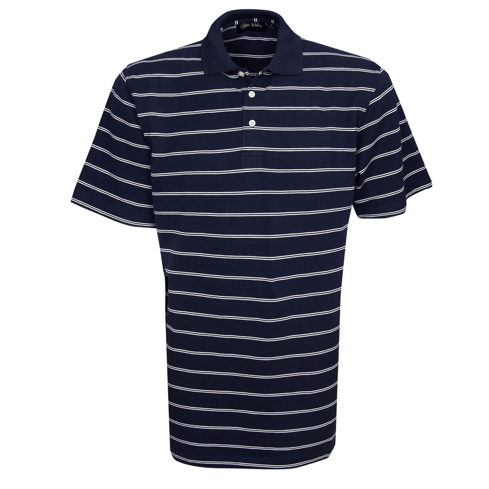 Navy+White | Buy Mens Striped Cotton Pique Polo Shirts Online