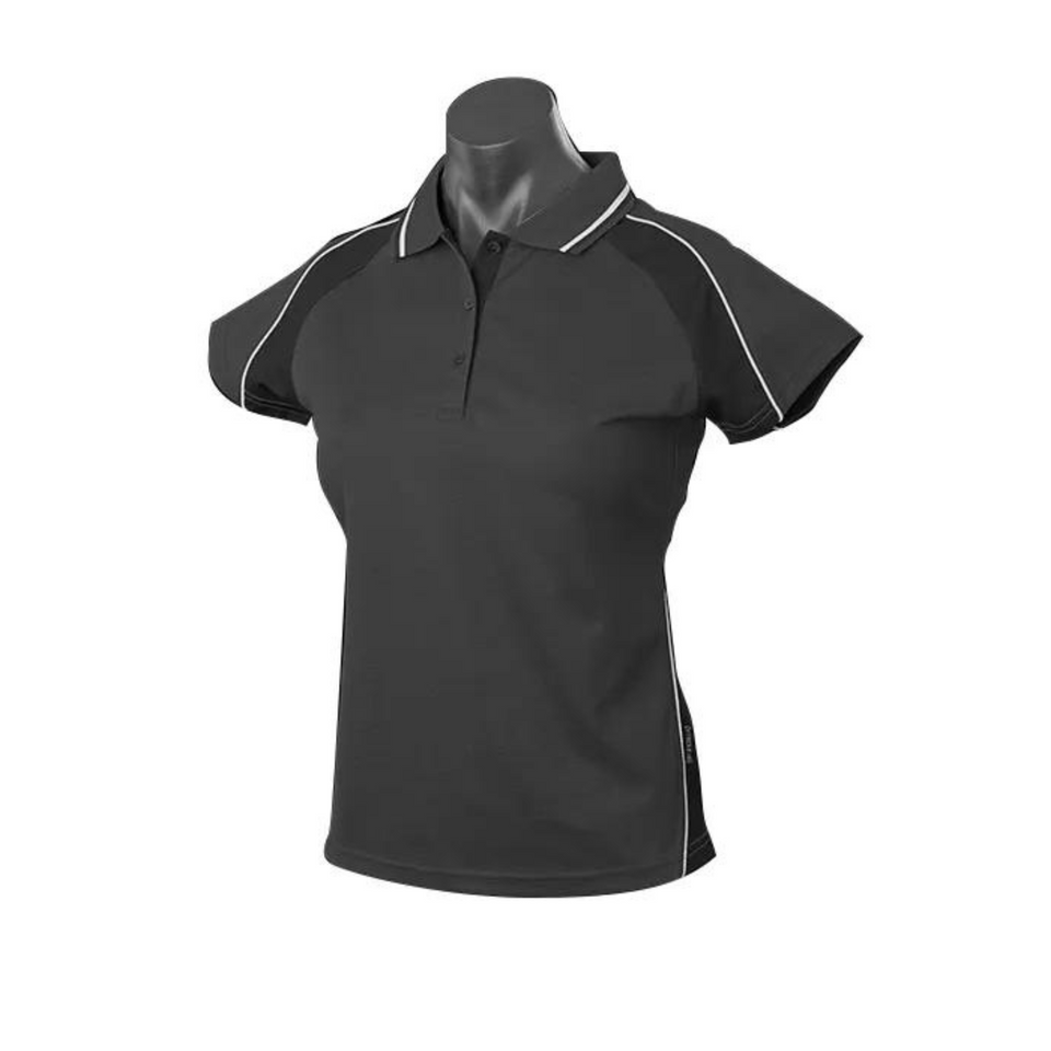 Slate+Black+White | Bulk Buy Womens Quickdry Polo Shirts Online