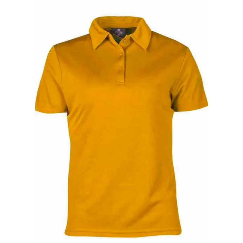 Gold Badger Ladies Easy Care Driwear Mini Waffle Polo Shirt, a quick-dry, breathable top with a textured weave, ideal for corporate or uniform wear.