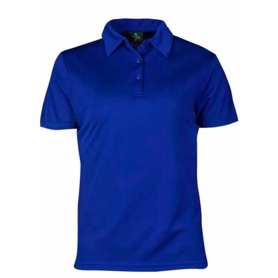 Royal Blue Badger Ladies Easy Care Driwear Mini Waffle Polo Shirt, a quick-dry, breathable top with a textured weave, ideal for corporate or uniform wear.