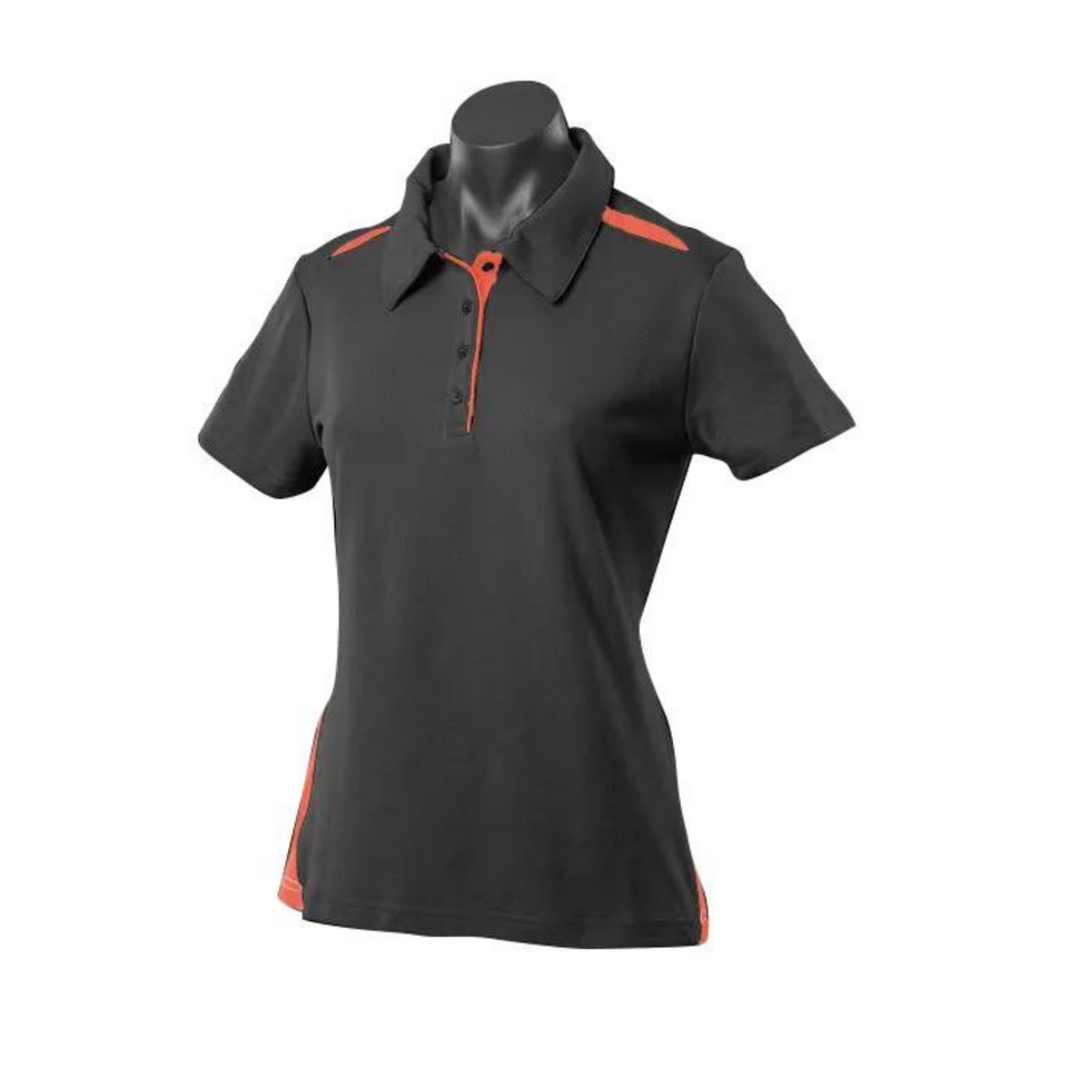 Black+Orange | Plain Ladies Contrast Easy Care Polo Shirt