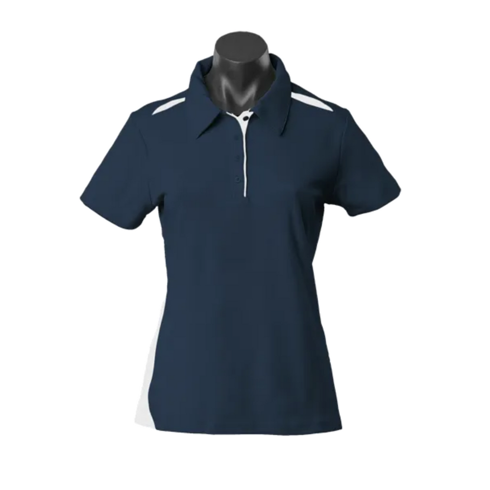 Navy+White | Bulk Buy Womens Contrast Easy Care Polo Shirt