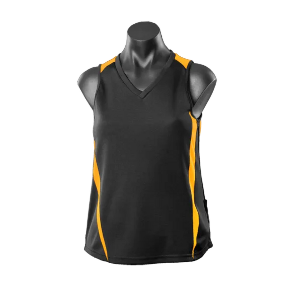 Black+Gold | Shop Ladies Contrast Mini-Waffle Sport Singlets