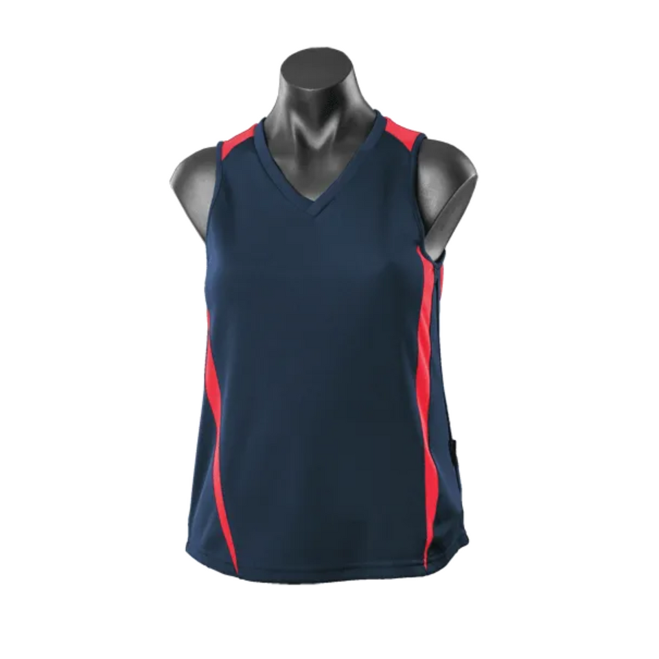Navy+Red| Bulk Buy Womens Contrast Active Sport Singlets