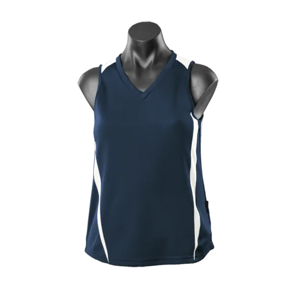 Navy+White | Shop Ladies Contrast Mini-Waffle Sport Singlets