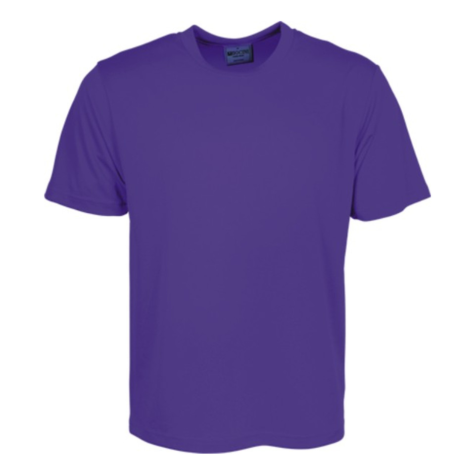 Purple quick dry micromesh crew neck t-shirt with short sleeves and smooth athletic fabric finish