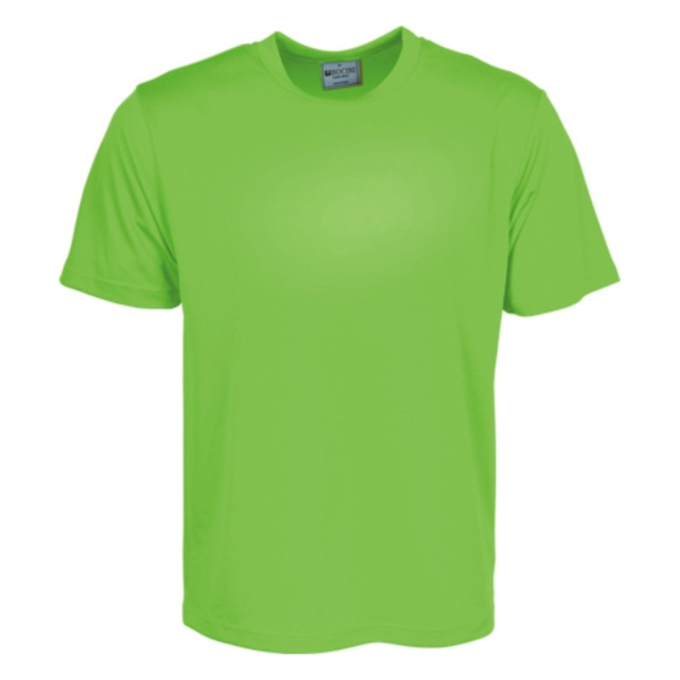 Lime green quick-dry micromesh t-shirt with crew neck and short sleeves featuring smooth athletic fabric