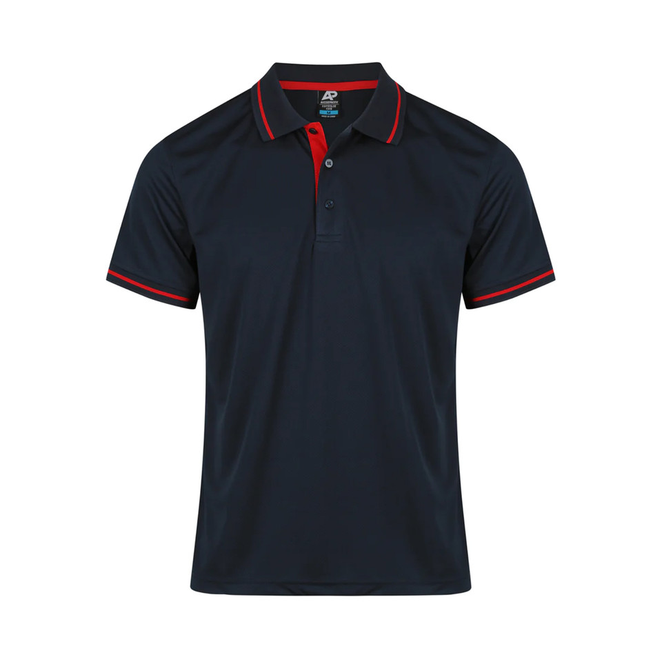 Navy+Red Cottesloe Men's Contrast Polo Shirt, a durable cotton polo with contrasting collar and cuffs, perfect for corporate uniforms or casual wear.