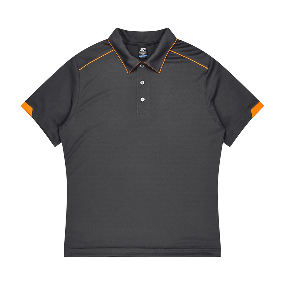 Kids Plain Contrast Sports Polos_Slate Hi Viz Orange