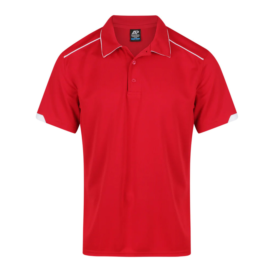 Mens Contrast Knit Polo Shirt Piping__Red White Mens Contrast Knit Polo Shirt Piping__Red White