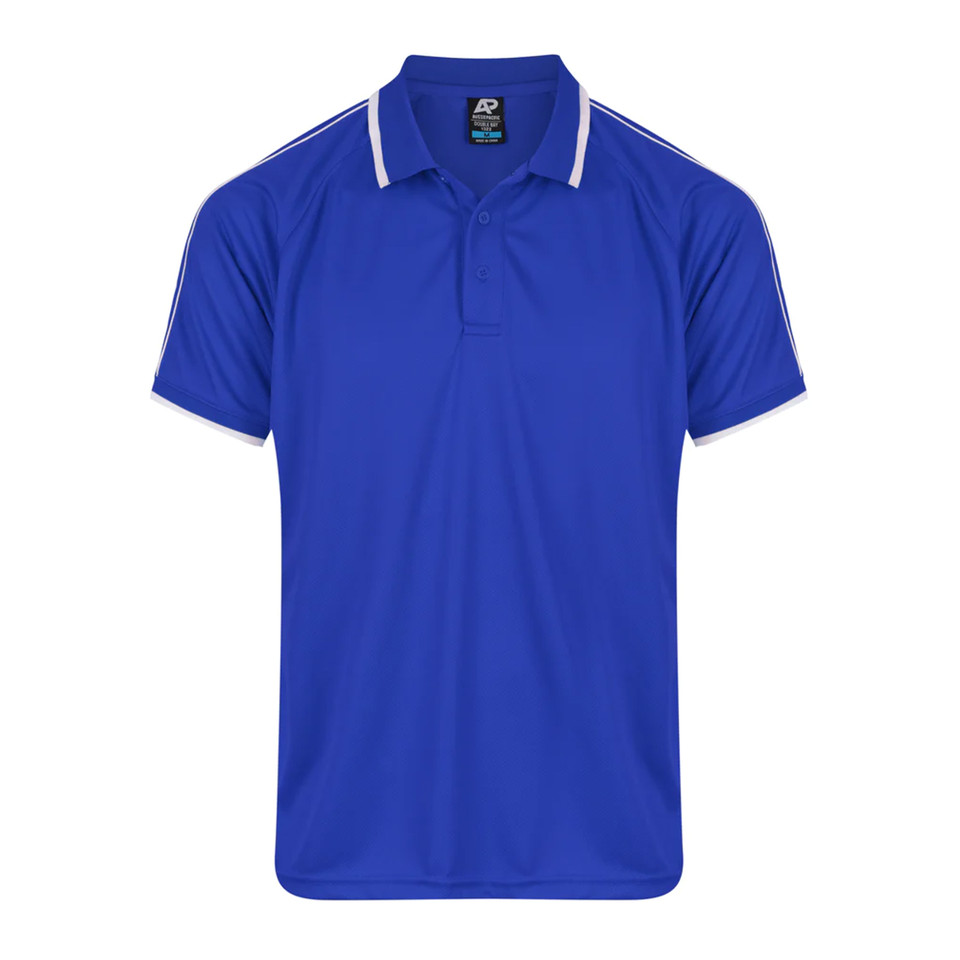 Mens Contrast Dri-Wear Antibacterial Raglan Polo Shirts online_Royal White