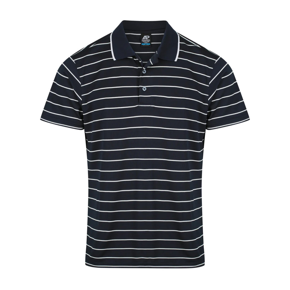 Bulk Buy Mens Striped Dri-Wear Antibacterial Polo Shirt_Navy White