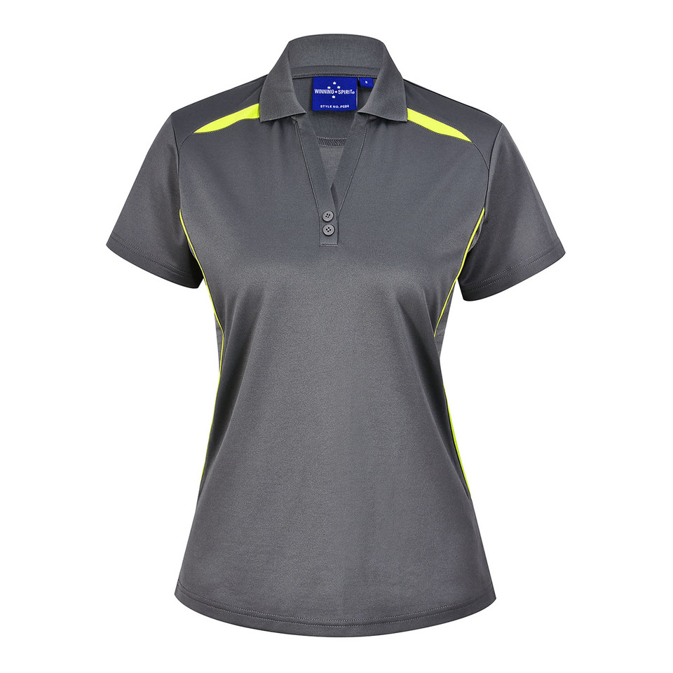 Ladies Sustainable Poly/Cotton Contrast Polo Shirt_Ash Lime