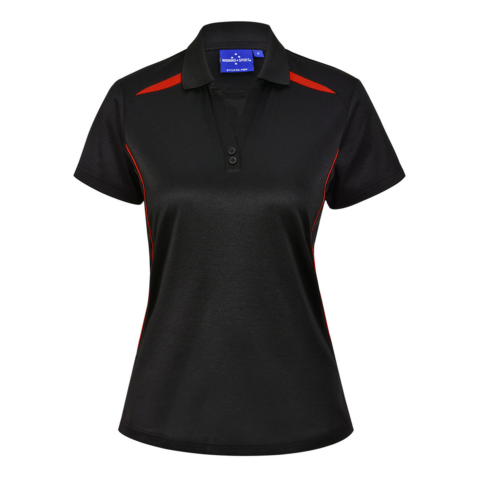 Ladies Sustainable Poly/Cotton Contrast Polo Shirt_Black Red