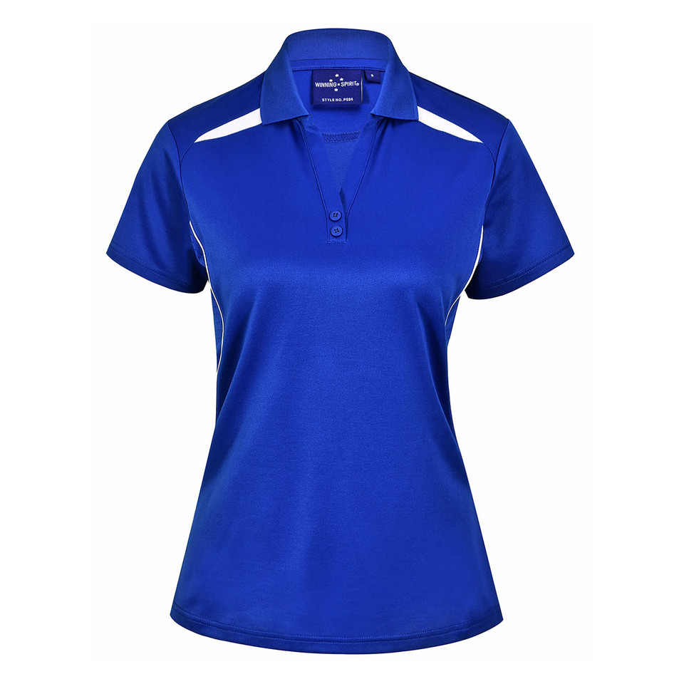 Ladies Sustainable Poly/Cotton Contrast Polo Shirt_Electric Blue White