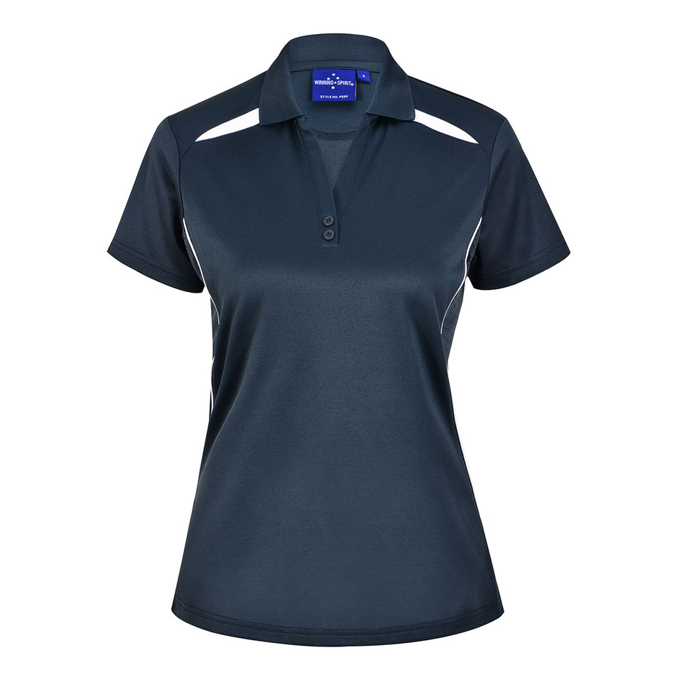 Ladies Sustainable Poly/Cotton Contrast Polo Shirt_Heavy Cloud White