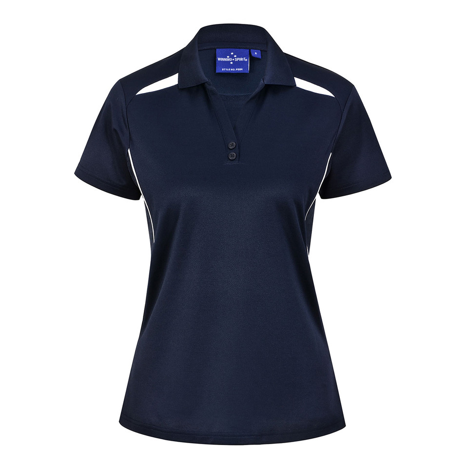 Ladies Sustainable Poly/Cotton Contrast Polo Shirt_Navy White