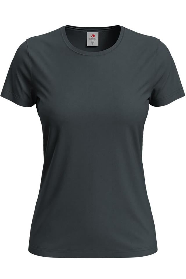 Real Grey DALLAS Women T-Shirt Eco Classic, featuring a classic fit and constructed from soft, 185gsm 100% cotton jersey. This eco-friendly shirt is a comfortable and durable staple.