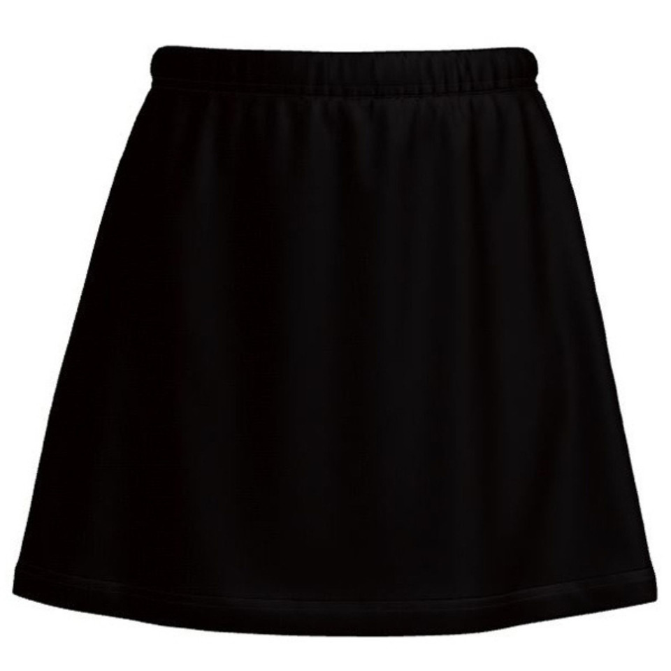 Black A-line skort with elasticated waistband and smooth cotton panel construction