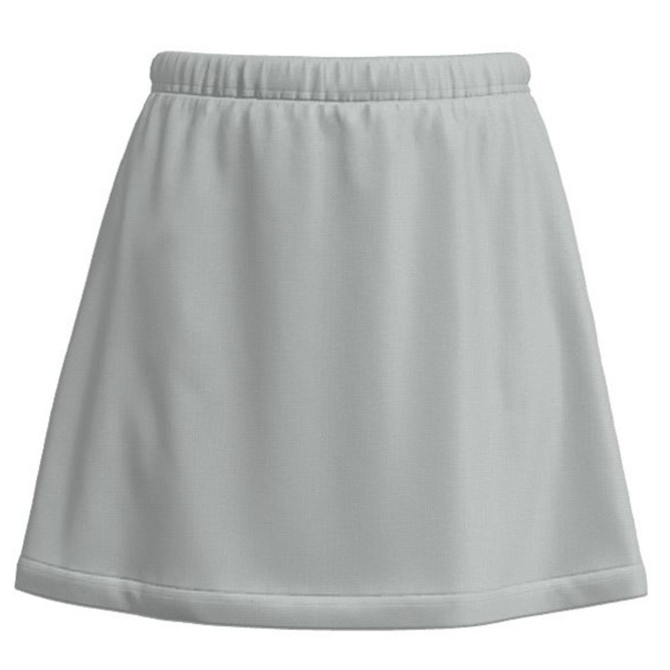 Silver grey ladies skort with elasticated waistband and clean hemline, flat front panel, packshot